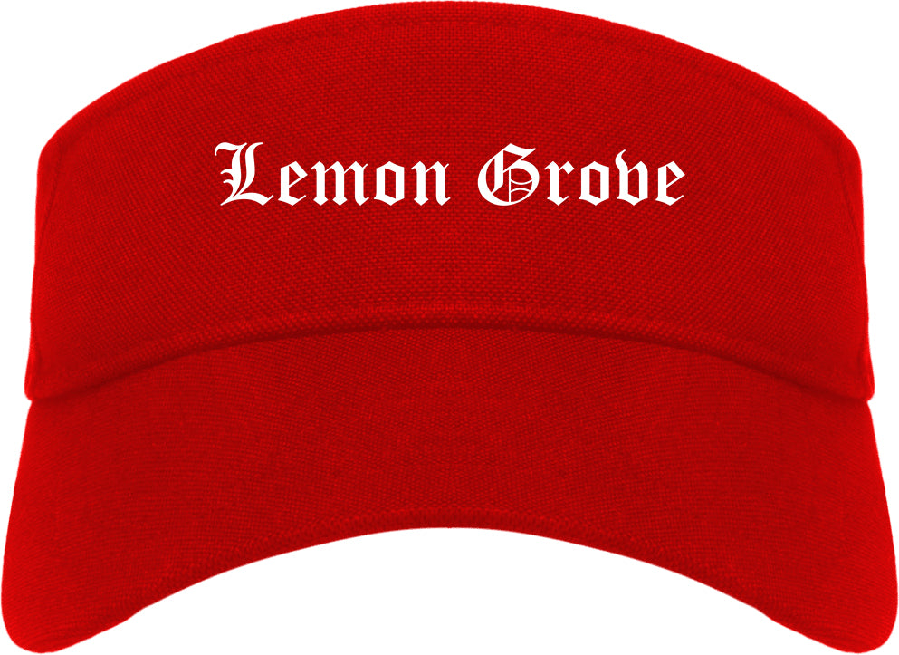 Lemon Grove California CA Old English Mens Visor Cap Hat Red