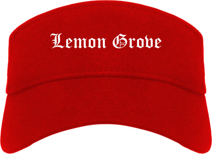 Lemon Grove California CA Old English Mens Visor Cap Hat Red