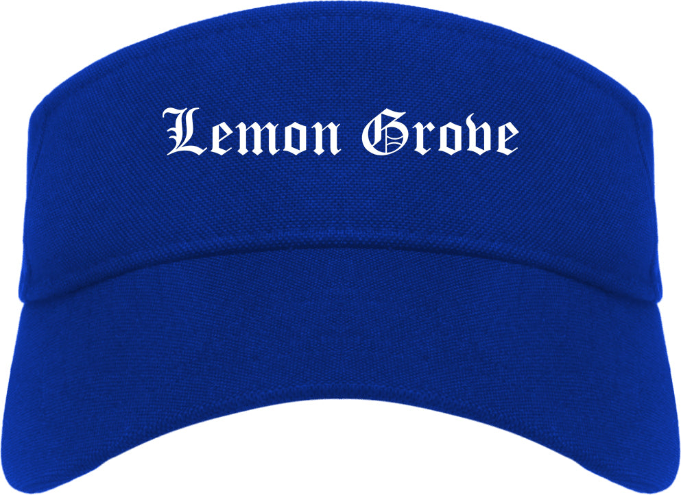Lemon Grove California CA Old English Mens Visor Cap Hat Royal Blue