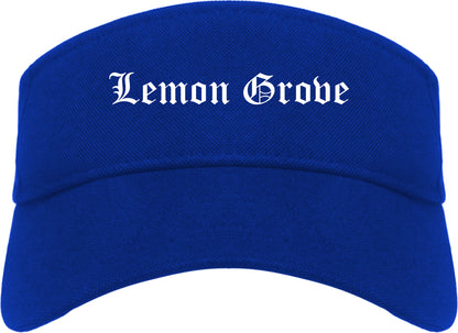 Lemon Grove California CA Old English Mens Visor Cap Hat Royal Blue
