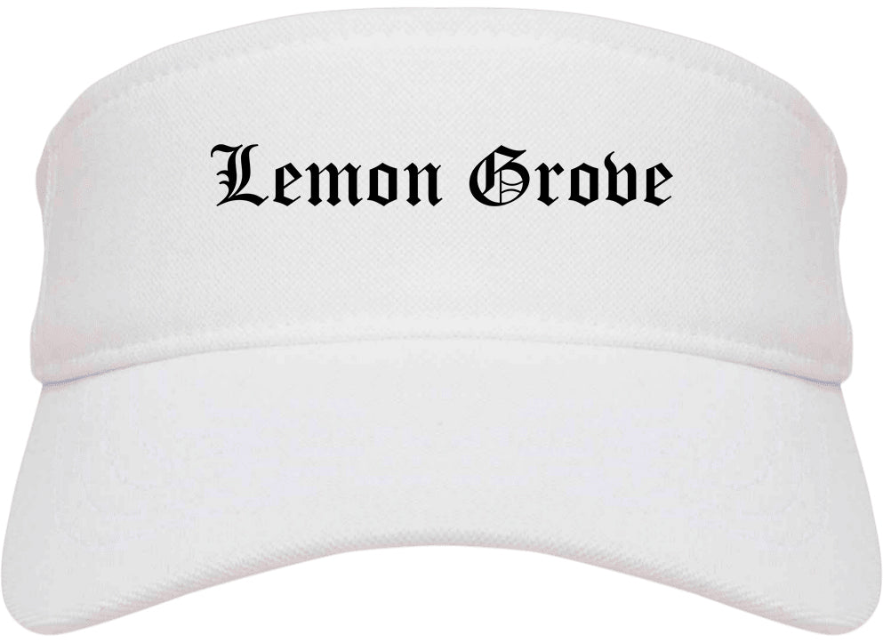 Lemon Grove California CA Old English Mens Visor Cap Hat White