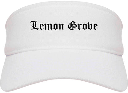 Lemon Grove California CA Old English Mens Visor Cap Hat White