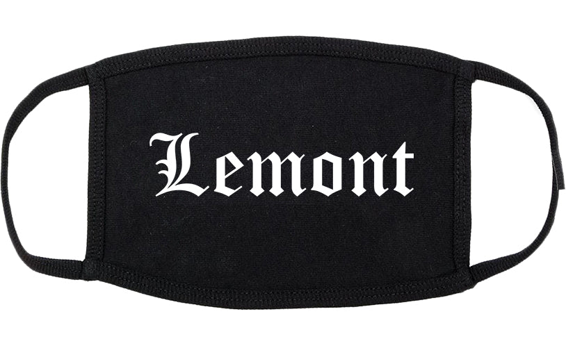 Lemont Illinois IL Old English Cotton Face Mask Black