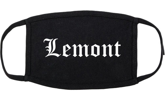 Lemont Illinois IL Old English Cotton Face Mask Black