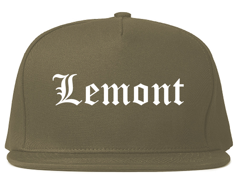 Lemont Illinois IL Old English Mens Snapback Hat Grey