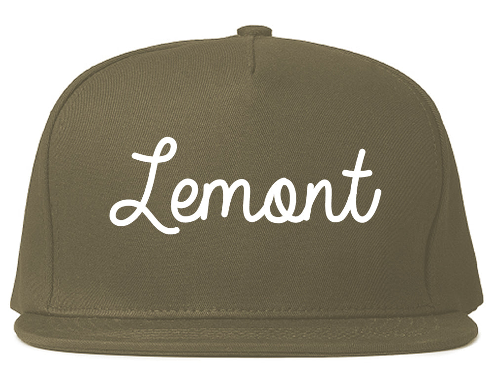 Lemont Illinois IL Script Mens Snapback Hat Grey