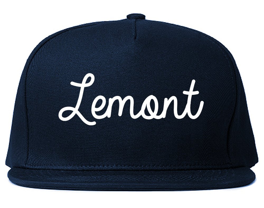 Lemont Illinois IL Script Mens Snapback Hat Navy Blue