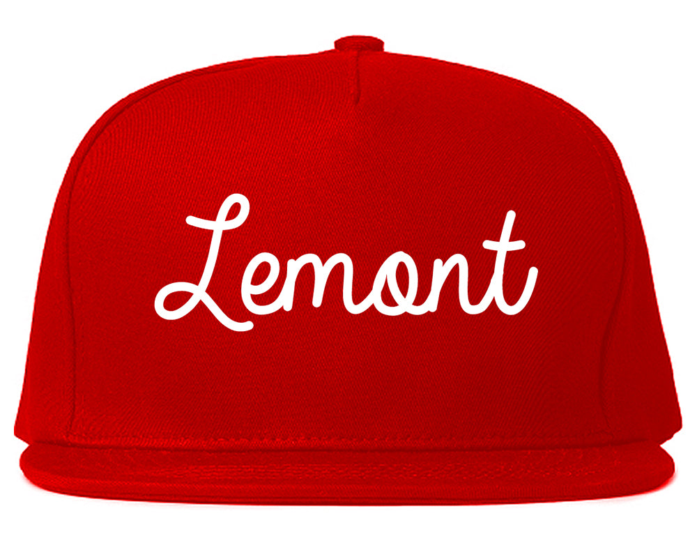 Lemont Illinois IL Script Mens Snapback Hat Red