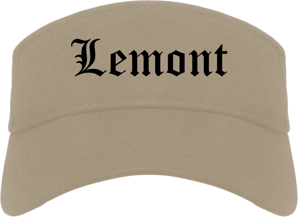 Lemont Illinois IL Old English Mens Visor Cap Hat Khaki