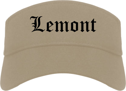 Lemont Illinois IL Old English Mens Visor Cap Hat Khaki