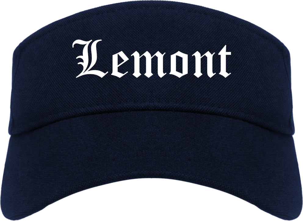 Lemont Illinois IL Old English Mens Visor Cap Hat Navy Blue