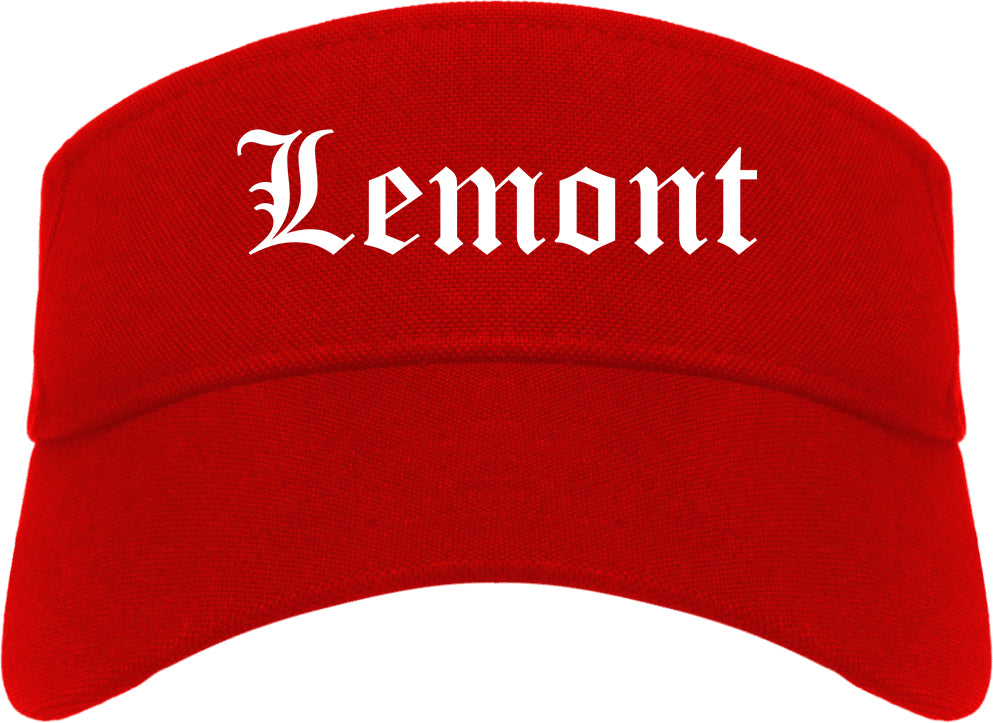Lemont Illinois IL Old English Mens Visor Cap Hat Red