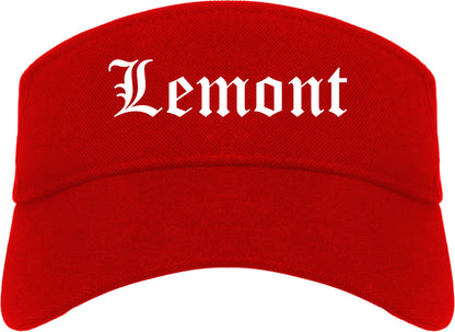 Lemont Illinois IL Old English Mens Visor Cap Hat Red