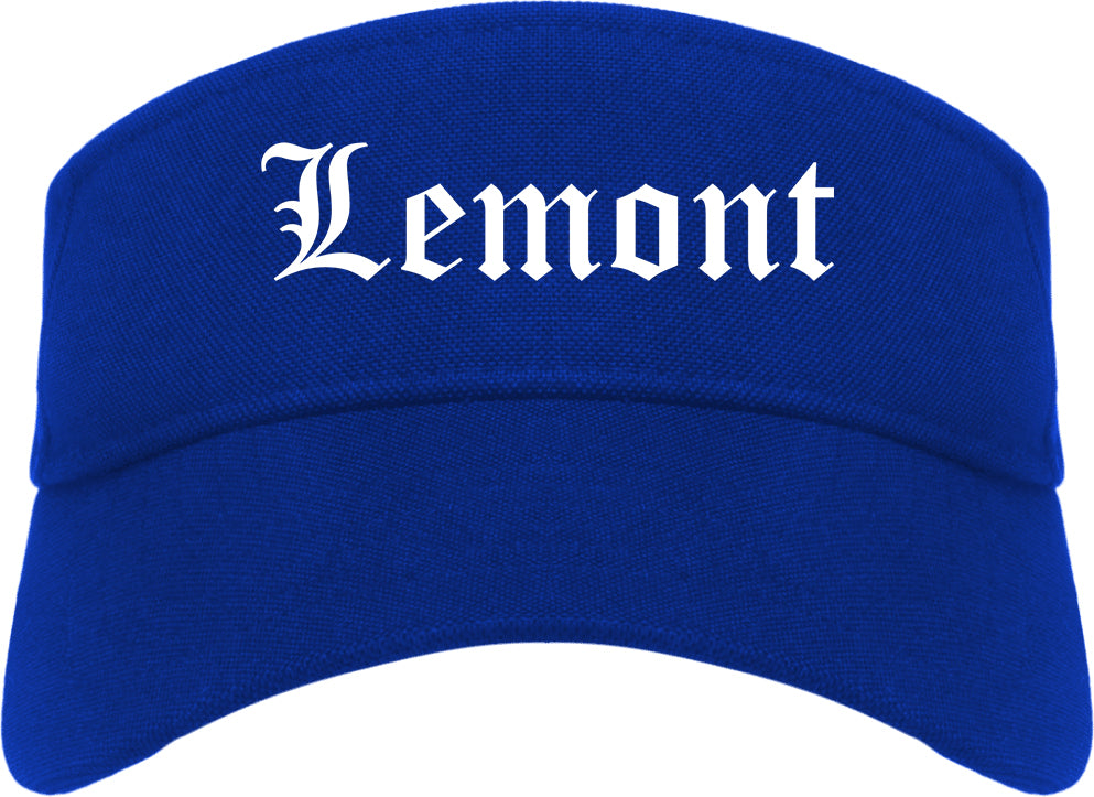 Lemont Illinois IL Old English Mens Visor Cap Hat Royal Blue