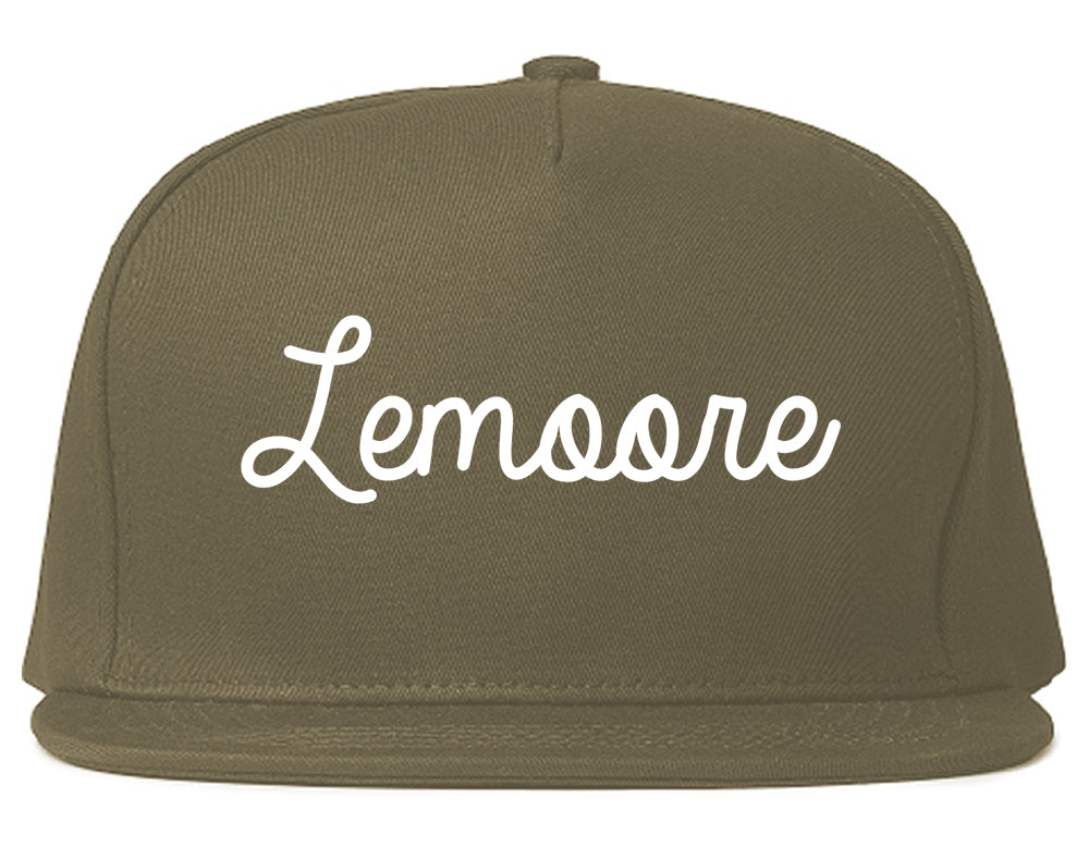 Lemoore California CA Script Mens Snapback Hat Grey