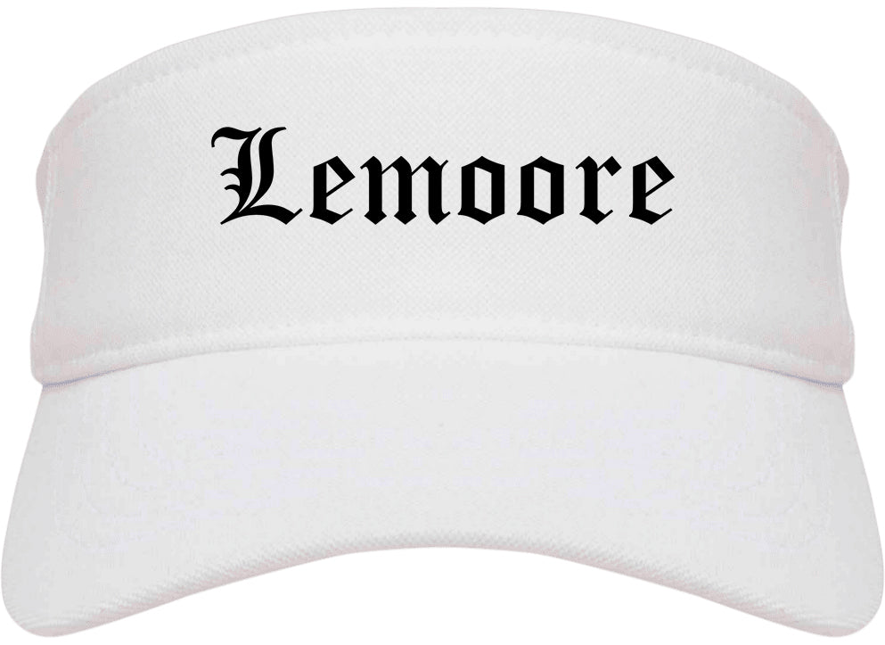 Lemoore California CA Old English Mens Visor Cap Hat White