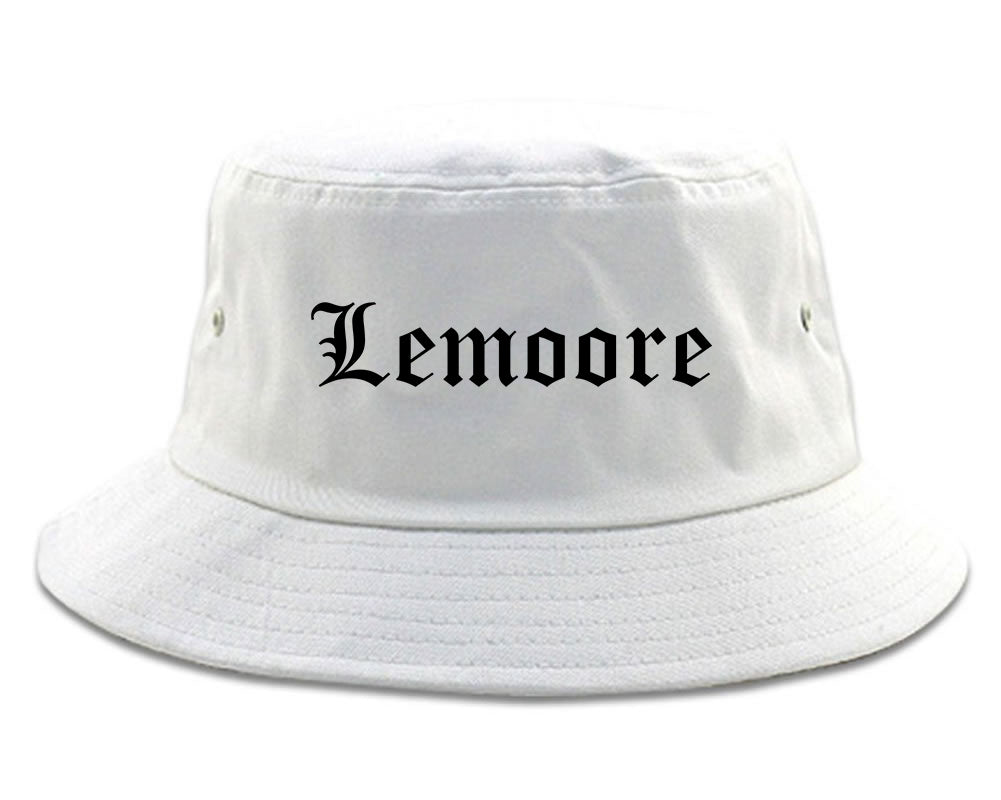 Lemoore California CA Old English Mens Bucket Hat White