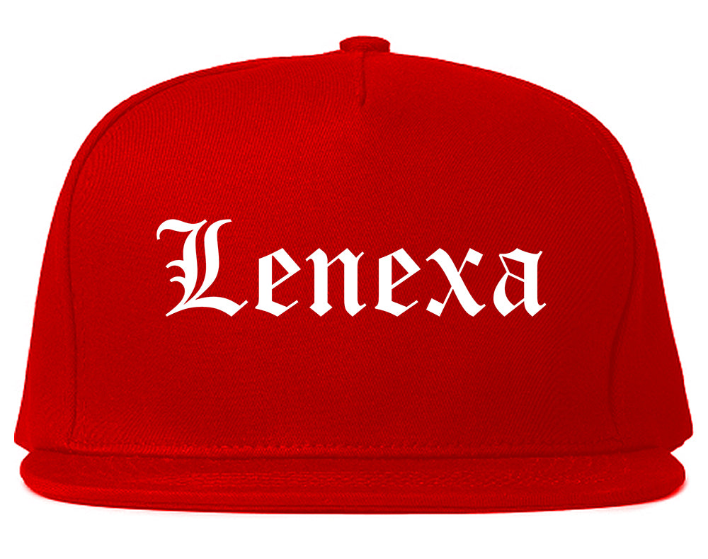 Lenexa Kansas KS Old English Mens Snapback Hat Red