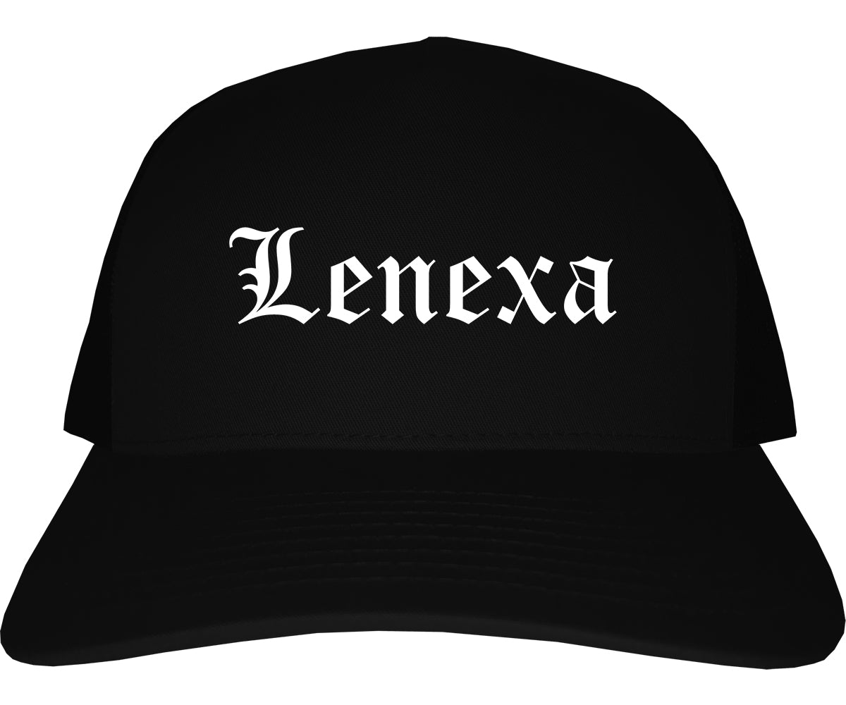 Lenexa Kansas KS Old English Mens Trucker Hat Cap Black
