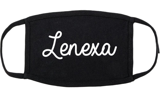 Lenexa Kansas KS Script Cotton Face Mask Black