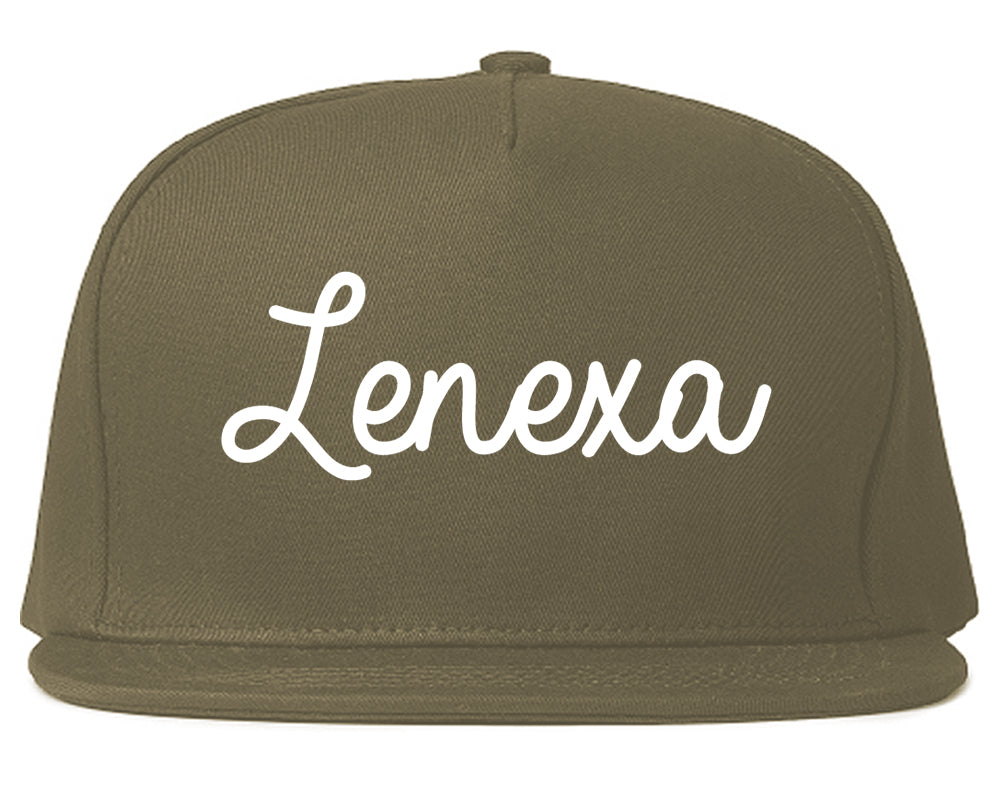 Lenexa Kansas KS Script Mens Snapback Hat Grey