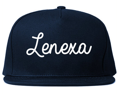 Lenexa Kansas KS Script Mens Snapback Hat Navy Blue