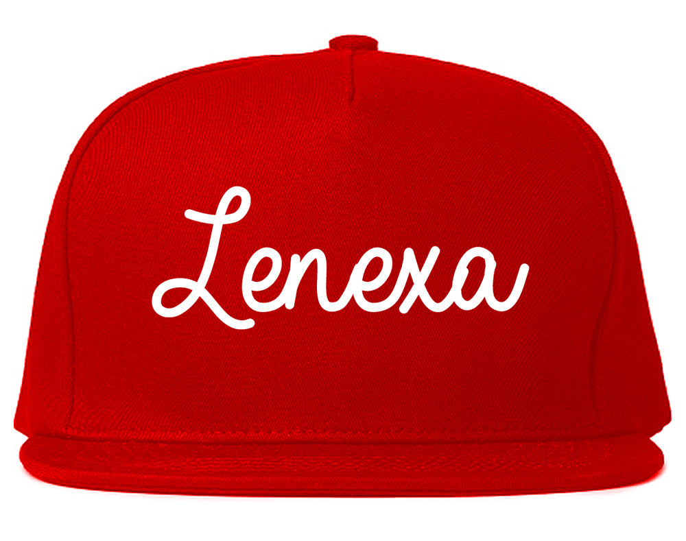 Lenexa Kansas KS Script Mens Snapback Hat Red