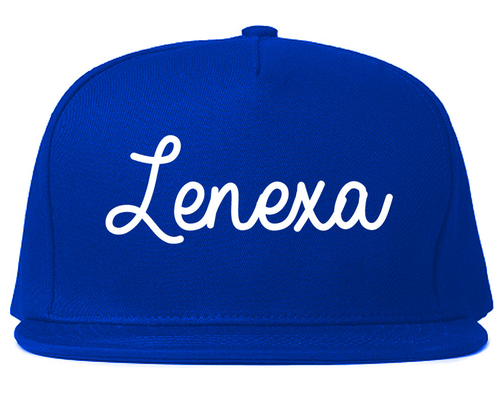 Lenexa Kansas KS Script Mens Snapback Hat Royal Blue