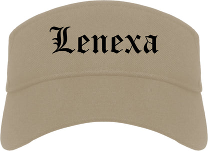 Lenexa Kansas KS Old English Mens Visor Cap Hat Khaki