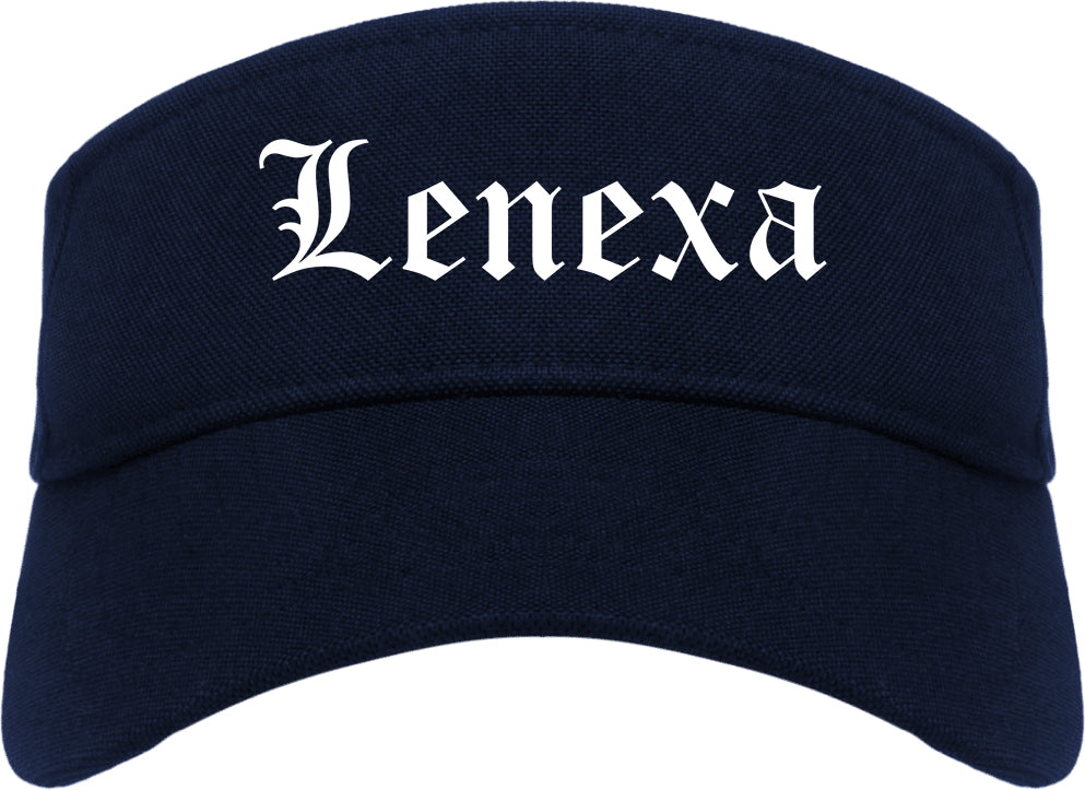 Lenexa Kansas KS Old English Mens Visor Cap Hat Navy Blue