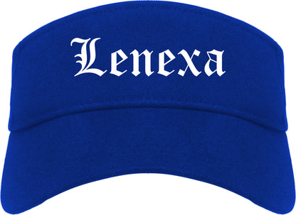 Lenexa Kansas KS Old English Mens Visor Cap Hat Royal Blue