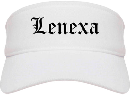 Lenexa Kansas KS Old English Mens Visor Cap Hat White