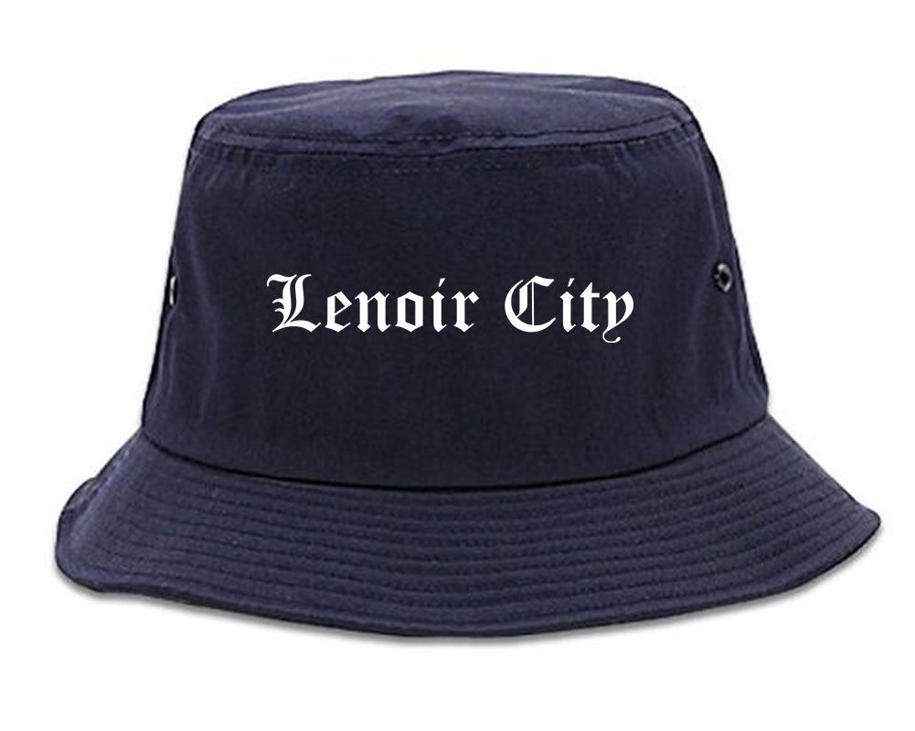 Lenoir City Tennessee TN Old English Mens Bucket Hat Navy Blue