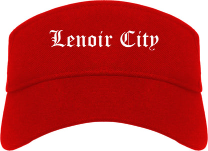 Lenoir City Tennessee TN Old English Mens Visor Cap Hat Red