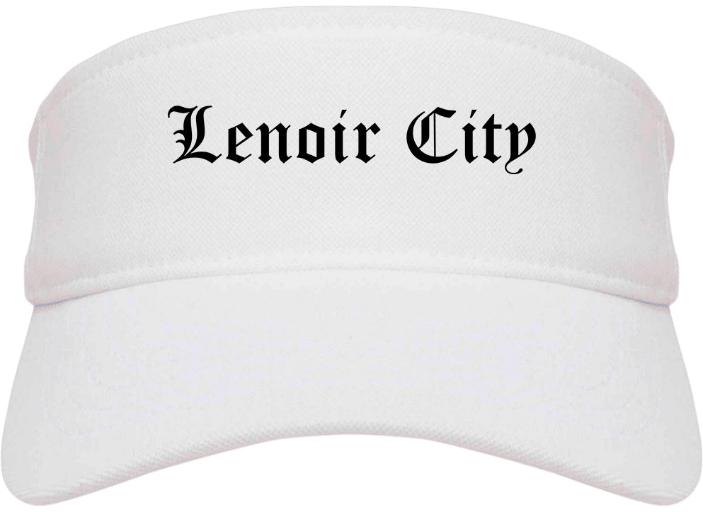 Lenoir City Tennessee TN Old English Mens Visor Cap Hat White