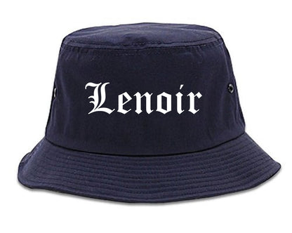 Lenoir North Carolina NC Old English Mens Bucket Hat Navy Blue