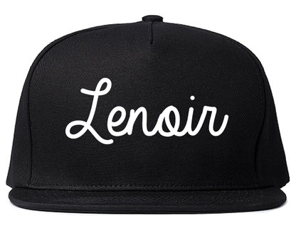 Lenoir North Carolina NC Script Mens Snapback Hat Black
