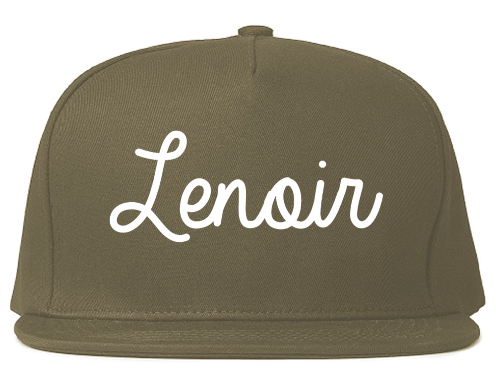 Lenoir North Carolina NC Script Mens Snapback Hat Grey