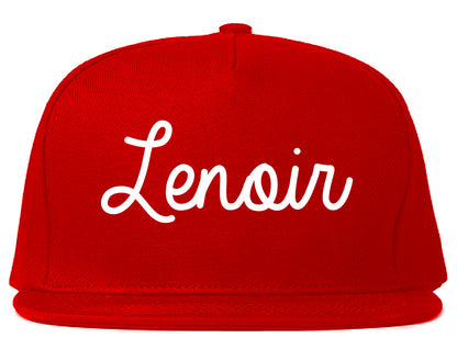 Lenoir North Carolina NC Script Mens Snapback Hat Red