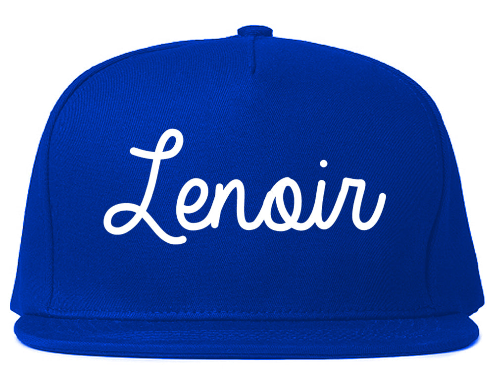 Lenoir North Carolina NC Script Mens Snapback Hat Royal Blue