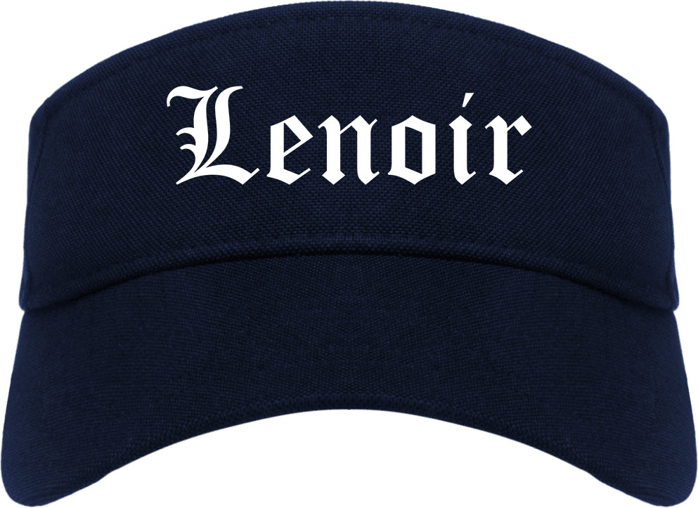 Lenoir North Carolina NC Old English Mens Visor Cap Hat Navy Blue
