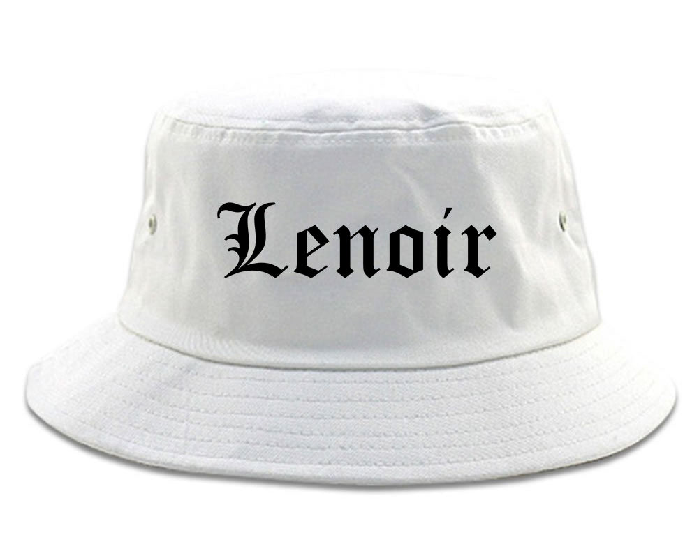 Lenoir North Carolina NC Old English Mens Bucket Hat White