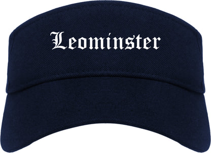 Leominster Massachusetts MA Old English Mens Visor Cap Hat Navy Blue