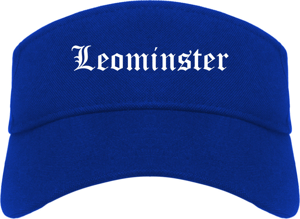 Leominster Massachusetts MA Old English Mens Visor Cap Hat Royal Blue