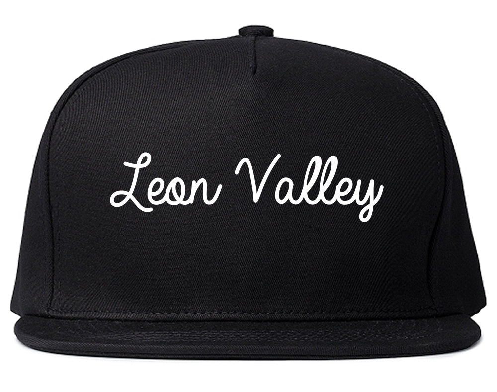 Leon Valley Texas TX Script Mens Snapback Hat Black