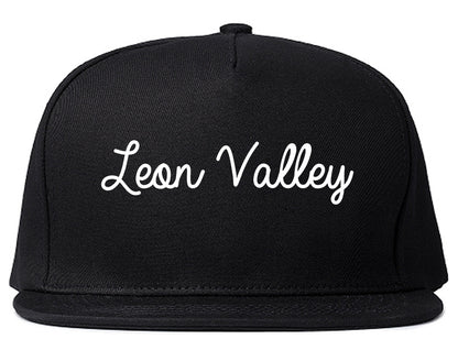 Leon Valley Texas TX Script Mens Snapback Hat Black