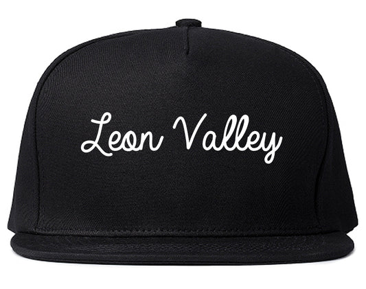 Leon Valley Texas TX Script Mens Snapback Hat Black