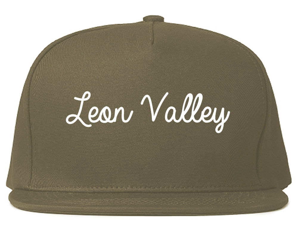 Leon Valley Texas TX Script Mens Snapback Hat Grey