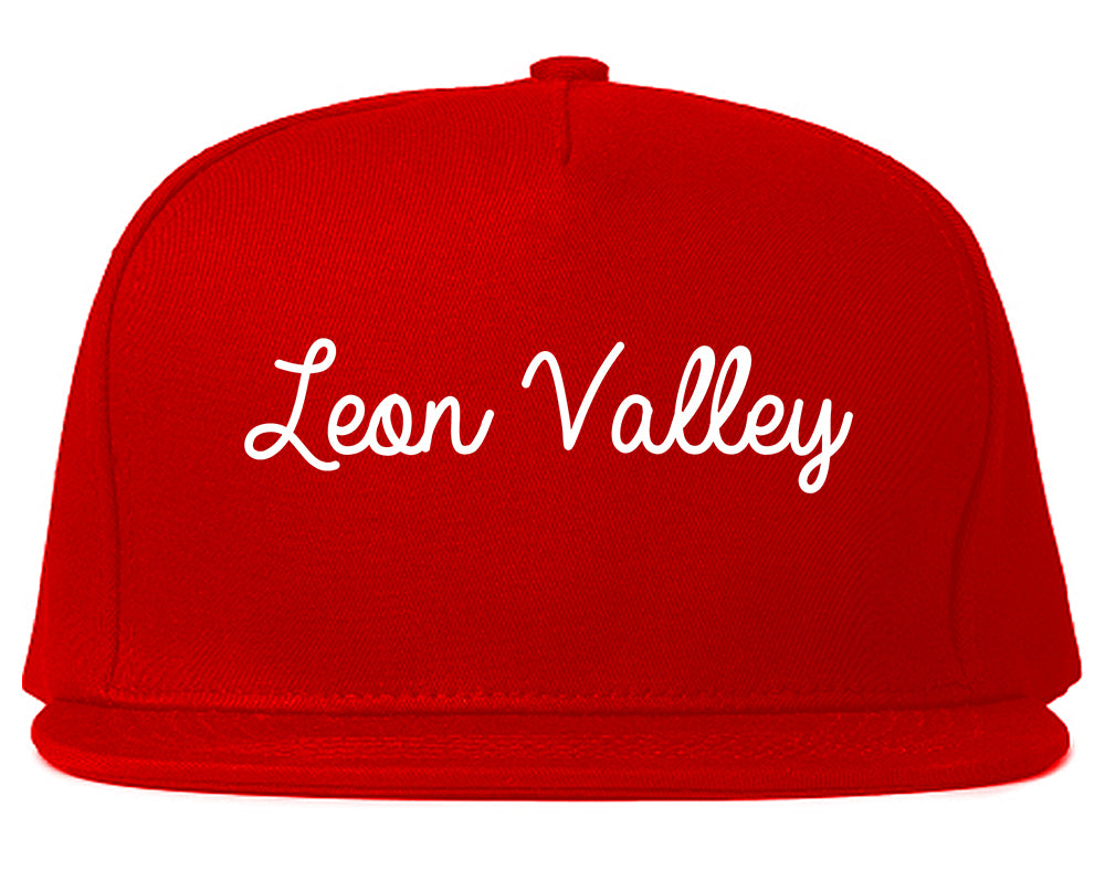 Leon Valley Texas TX Script Mens Snapback Hat Red