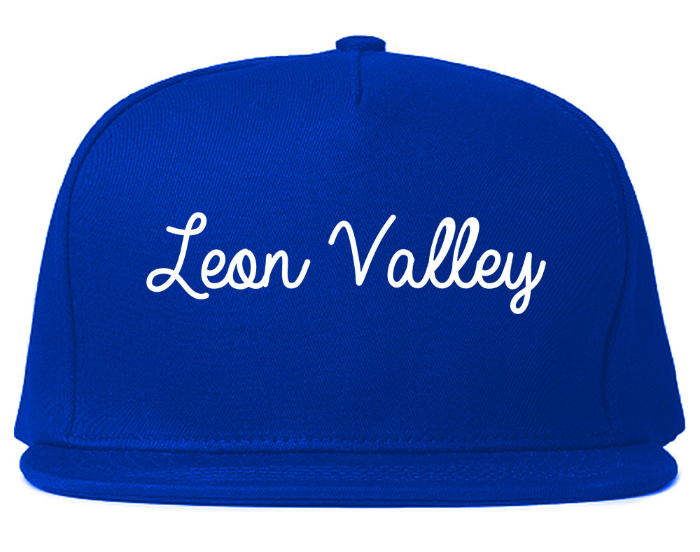 Leon Valley Texas TX Script Mens Snapback Hat Royal Blue